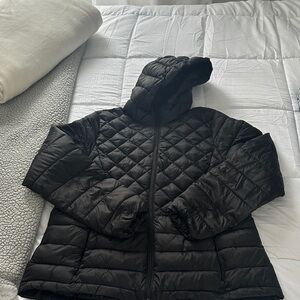 Black Quilted Hooded Puffer Jacket